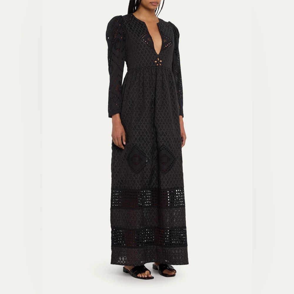 Alix of Bohemia Winifred Obsidian Black Eyelet Cotton Dress Size S